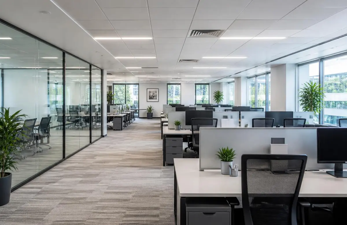 Spotless modern office interior after a professional cleaning service