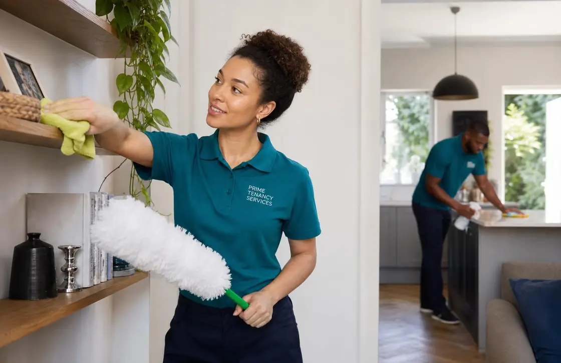 Prime Tenancy Services cleaner working in a bright London home