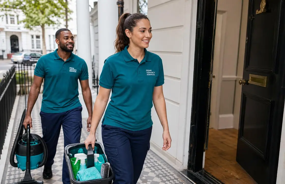 Prime Tenancy Services team arriving for a scheduled clean at a London home